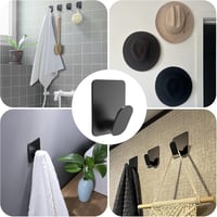 Adurei 6 db öntapadós rozsdamentes acél törölközőtartó horog szett fekete - 6 pcs, Black & Square 5