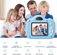 Advantagesboy Gyerek Digitális Fényképezőgép HD 1080P - Kék Gyermekkamera 3-12 Éves Fiúknak és Lányoknak, 2.0" Szemkímélő Kijelzővel, 32GB S 3