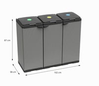Modulárna skriňa na separovaný odpad Adventa Tris, 3 priehradky, pre vrecia s objemom 80 – 110 l, do interiéru aj exteriéru, 102x38x87 cm, sivá 5