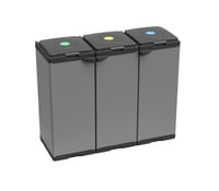 Modulárna skriňa na separovaný odpad Adventa Tris, 3 priehradky, pre vrecia s objemom 80 – 110 l, do interiéru aj exteriéru, 102x38x87 cm, sivá 1