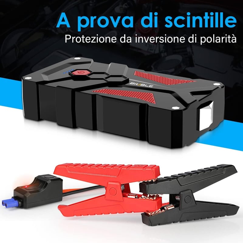 BIUBLE 12V-os autós indító powerbank LED lámpával és USB töltővel