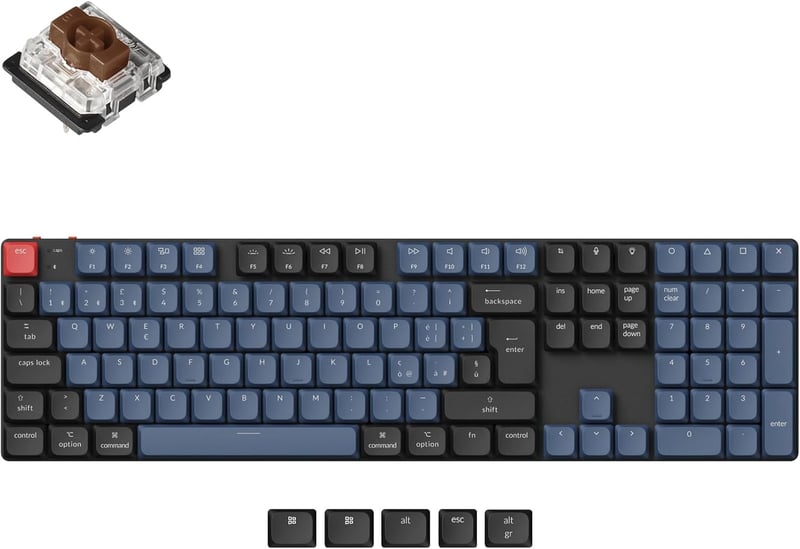 Keychron K5 Pro Vezeték Nélküli Mechanikus Billentyűzet - Hot-Swap Cserélhető Kapcsolók, RGB Háttérvilágítás, ISO Kiosztás, Brown Switch