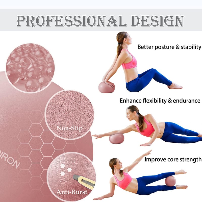 PROIRON 25cm-es Rózsaszín Pilates Labda Edzéstervvel és Pumpával