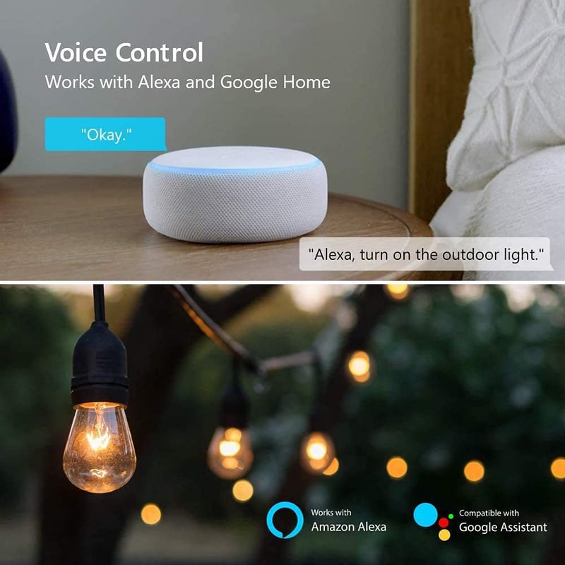 UCOMEN Kültéri WiFi Okos Konnektor - Vízálló, 16A, Alexa és Google Home Kompatibilis