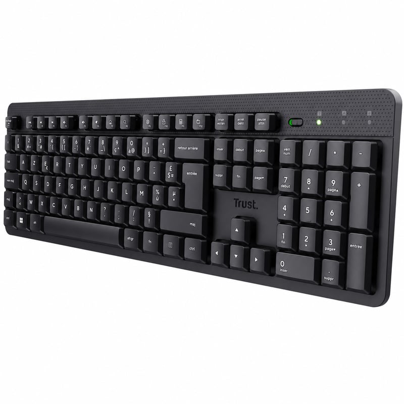 Tastatură wireless Trust ODY II cu layout francez AZERTY, neagră, taste silențioase — lipsește receptorul USB (stare: vezi imaginea 2)