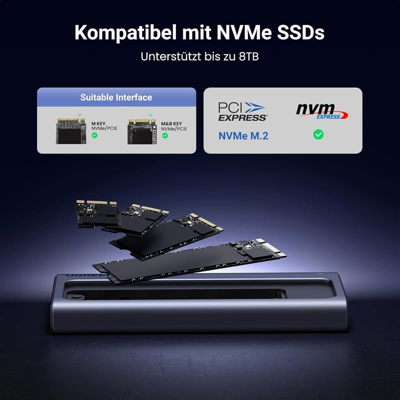 UGREEN USB 4 M2 SSD Ház 40Gbps - NVMe Külső Merevlemez Tok Thunderbolt 4/3 Kompatibilis, Windows/Linux/Mac Mini M4/MacBook Pro M4 Támogatás