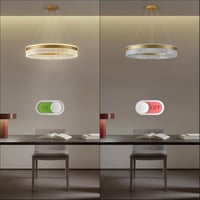 KSIBNW Állítható Fényerejű LED Függőlámpa - 36W Modern Arany Gyűrű Csillár Nappaliba, Étkezőbe - 50cm Átmérőjű Akril-Fém Mennyezeti Lámpa 6