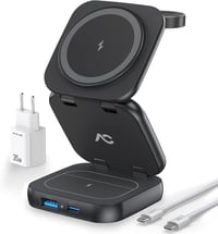 AC ISLAND 5 az 1-ben Összecsukható Vezeték Nélküli Töltőállomás iPhone 15/14/13/12, Apple Watch és AirPods Pro/3/2 Készülékekhez, MagSafe Ko 1