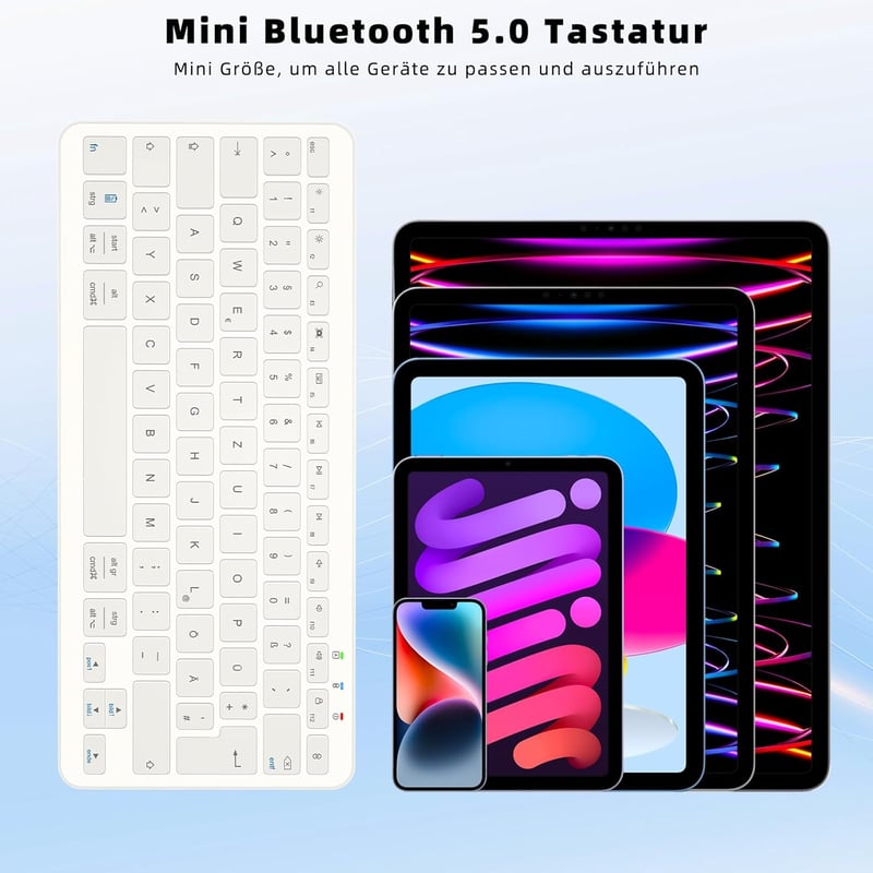 Qulose ultravékony ergonomikus bluetooth billentyűzet iPadhez - német QWERTZ, fehér