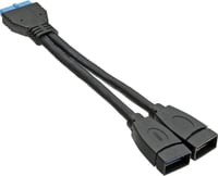 Rövid USB 3.0 adapterkábel - 19 tűs, fekete, 15 cm, 2 db-os szett 2
