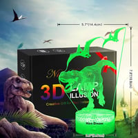 Nice Dream Dinoszaurusz 3D Éjjeli Lámpa - 16 Színű LED Világítás Távirányítóval, Gyerekszoba Dekoráció, Hordozható, Tökéletes Ajándék Fiúkna 6
