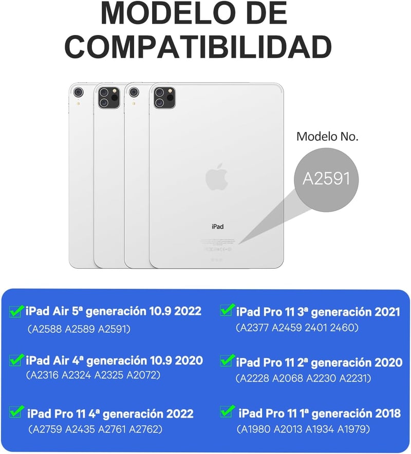 Earto iPad billentyűzet érintőpaddal, 7 színű háttérvilágítás, 11" Air/Pro modellekhez
