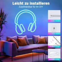 Lamomo RGB LED Szalag 20m - 24V Vízálló Neon LED Csík Applikációs Vezérléssel - Zenére Szinkronizáló Hangulatvilágítás Nappaliba, Hálószobáb 7