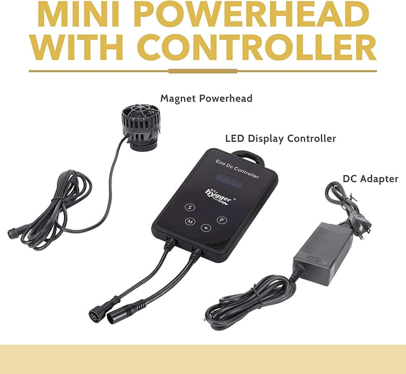 hygger Mini Akvárium Hullámkeltő Szivattyú, 6000 L/H, LED Szabályzóval, DC Mágneses Keringető, Édesvízi és Tengeri Akváriumokhoz, 18-110L Mé