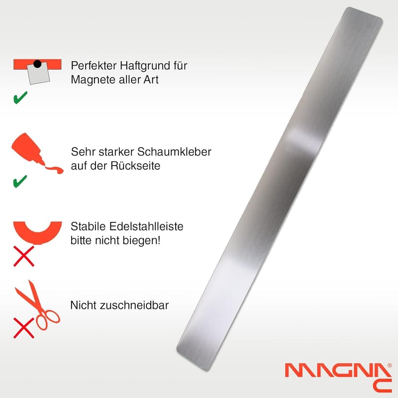 Magna-C® Ezüst Öntapadós Rozsdamentes Acél Mágneses Csík