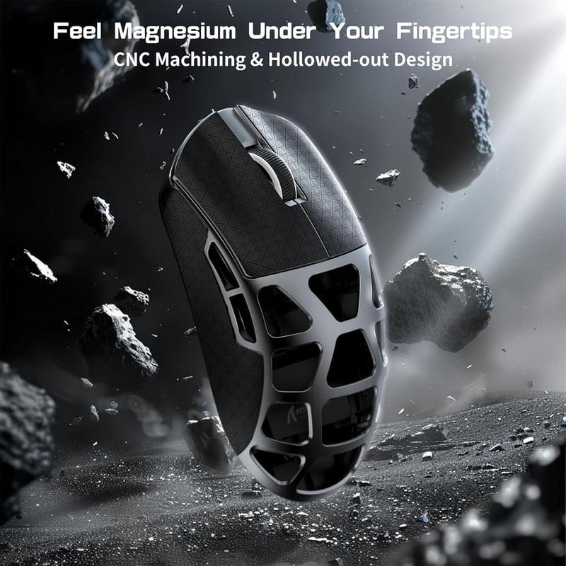 ATTACK SHARK R3PRO 46g Szuperkönyű Magnézium Gamer Egér, 8000Hz Vezeték Nélküli, 26000 DPI, PixArt PAW3395 Szenzor, Bluetooth/2.4G/Vezetékes