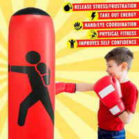 EQARD Felfújható Boxzsák Gyerekeknek 157 cm - Önálló Edzőzsák Azonnali Visszapattanással Karate, Taekwondo, MMA és Box Gyakorlásához 2