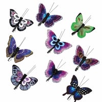 com-four Dekorációs Pillangó Csipesszel, 9 db, 8 cm - Színes Műpillangók Asztaldíszhez, Klipszes Dekoráció 2
