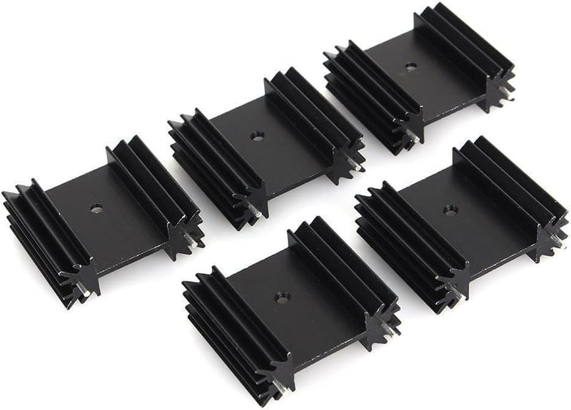 Easycargo fekete anodizált TO-220 alumínium hűtőborda MOSFET-hez, 5 db-os csomag
