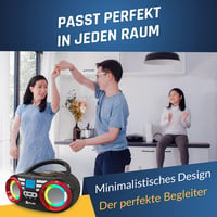 KLIM B3 Hordozható CD Lejátszó - Bluetooth, FM Rádió, MP3, USB, RGB LED - Újratölthető Boombox Digitális EQ-val - Kompakt Sztereó Hangzás 7
