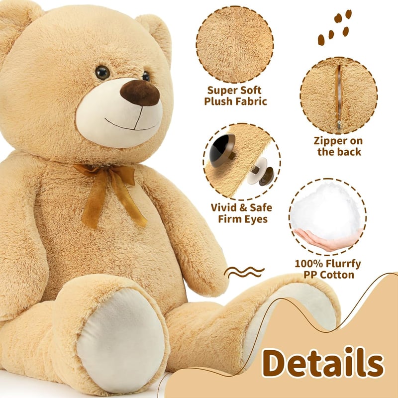 MorisMos Óriás Plüssmackó 130 cm - XXL Puha Barackszínű Teddy Maci, Ölelésre Tökéletes Ajándék Gyerekeknek, Lányoknak, Pároknak