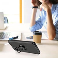 Samsung A12 Átlátszó Ütésálló Tok Forgatható Gyűrűvel - Fekete 7