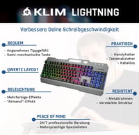 KLIM Light Ning vezeték nélküli német billentyűzet - QWERTZ kiosztás 2