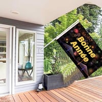 wuseyun Boldog Új Évet Zászló - 150 x 90 cm Nagyméretű Poliészter Banner Fém Fűzőkarikákkal - Kültéri és Beltéri Ünnepléshez, Rendezvényekhe 3