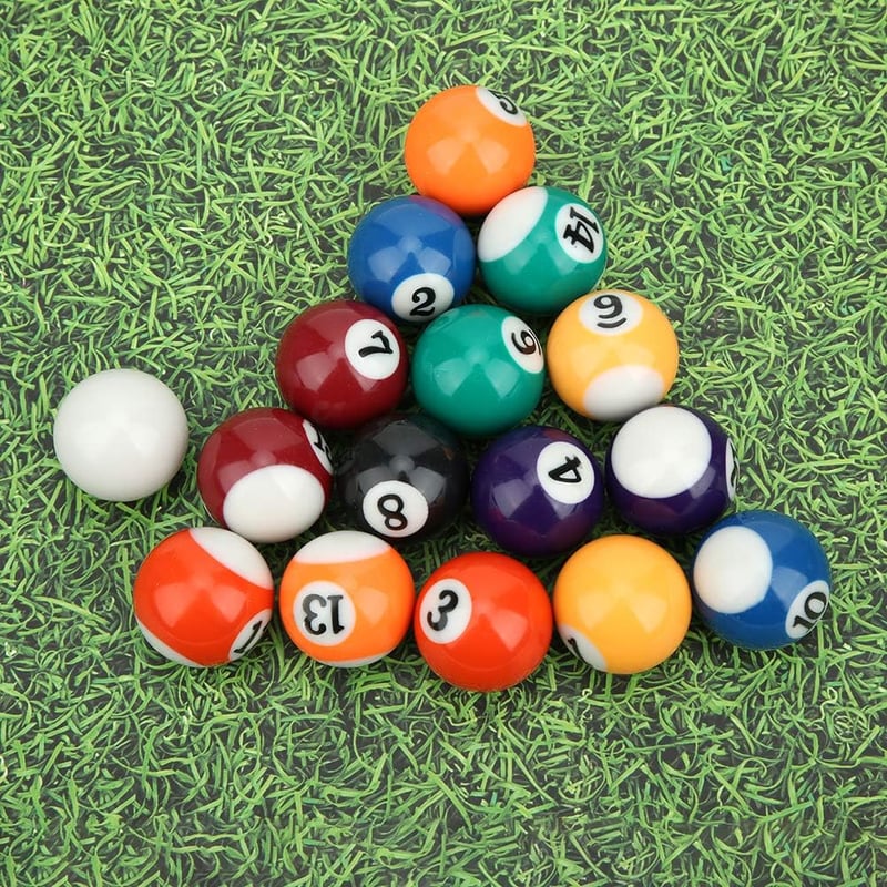 Keenso 16 db-os Mini Biliárdgolyó Készlet - 32mm Amerikai Biliárd Kiegészítő Gyerekeknek, Műgyantából, Többszínű, Könnyű Hordozhatóság