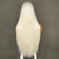 Sapphirewigs 26 hüvelykes, hőálló, fehér-szőke, egyenes, szintetikus csipke paróka nőknek 2