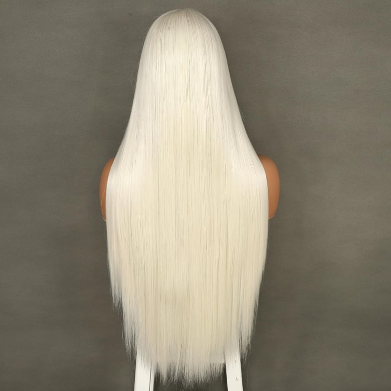 Sapphirewigs 26 hüvelykes, hőálló, fehér-szőke, egyenes, szintetikus csipke paróka nőknek
