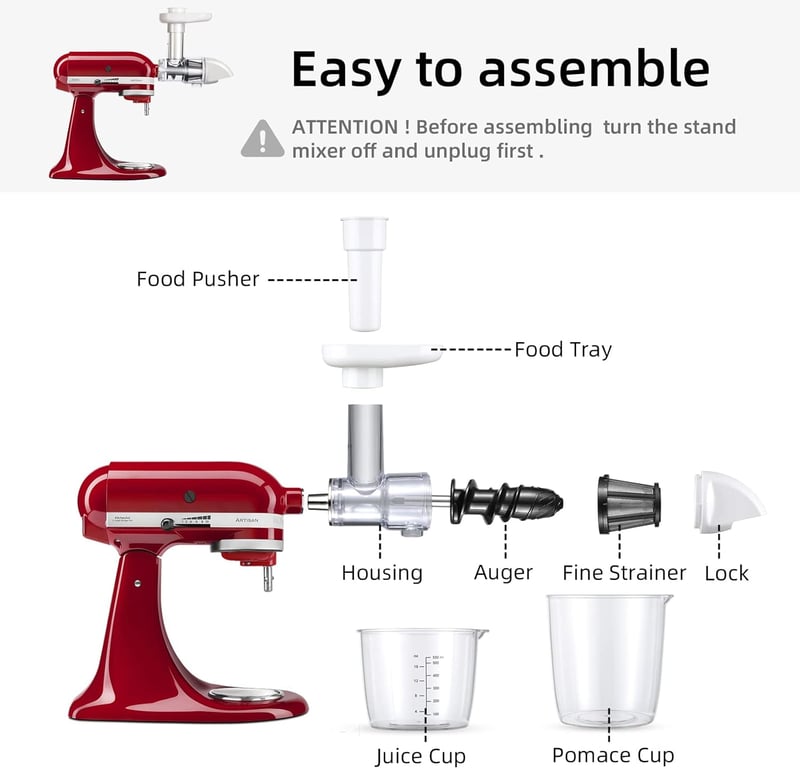 KitchenAid gyümölcspréshez feltét: lassú préselésű citrusfacsaró és zöldség-gyümölcs aprító (fehér)
