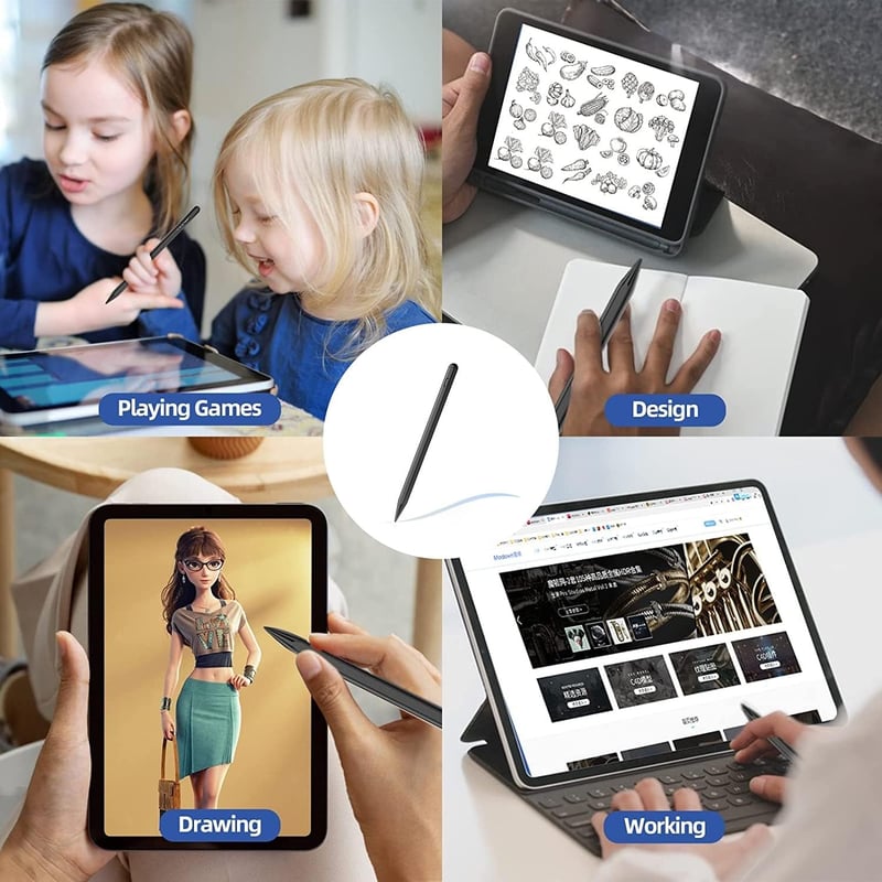 Apple iPad Érintőceruza - Kompatibilis 10-6. Generációs iPad, Air és Pro Modellekhez, Tenyértámasz Funkcióval, 5 Cserélhető Heggyel