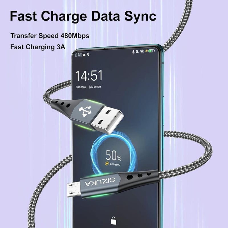 SIZUKA USB-A - Micro USB kábel, 2db, 0,5m, Újracsomagolt