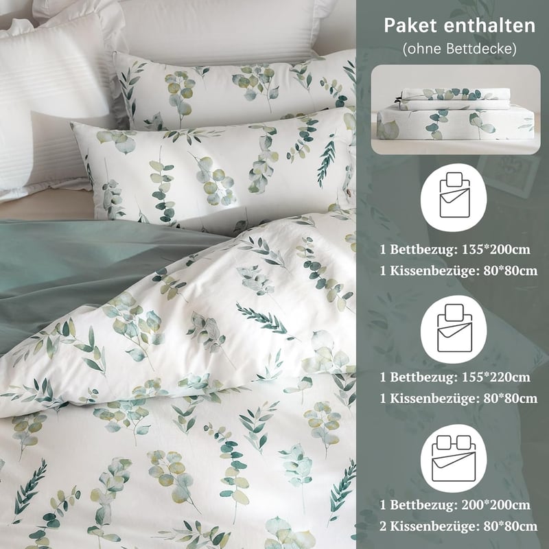 MILDLY növénymintás ágynemű szett 200x200, mosott pamut, öko-tex, allergiásoknak
