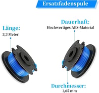 Yweller 10 db RAC124 pótdob szett Ryobi 18V ONE+ akkus és hibrid fűkaszákhoz, 1,65 mm átmérő, 3,3 m hossz, fedéllel - OLT1832, RLT1830Li kom 4