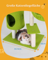 Aechonow 104 cm macskakaparó torony virágmintás, többszintes macskavár hálóval és barlangokkal 4