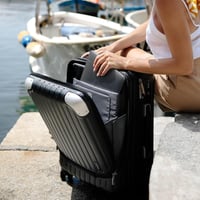 LEVEL8 bővíthető, laptoptartós, ABS+ PC keményfalú bőrönd, 55 cm, fekete 2