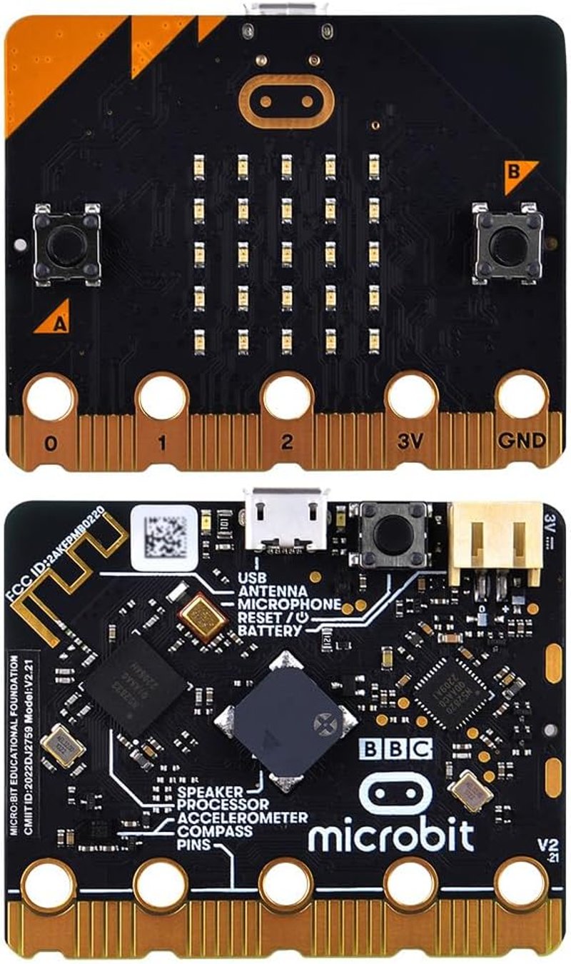 GeeekPi BBC Micro:bit V2.2 Programozható Fejlesztői Panel - Kódoláshoz és Oktatáshoz, Beépített Szenzorokkal, USB Kábellel és Elemtartóval