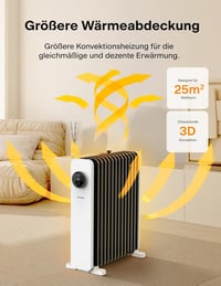 PELONIS 13 Bordás Olajradiátor 2500W Távirányítóval - Mobil Elektromos Fűtőtest Termosztáttal, 24 Órás Időzítővel, 3 Fokozattal, Túlmelegedé 4