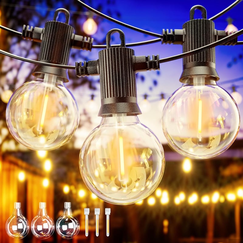 ZOTOYI LED Fényfüzér 45m - 73+3 G40 Izzóval, IP65 Vízálló, Kültéri-Beltéri Dekorációs Világítás, Meleg Fehér, Energiatakarékos, Törésálló