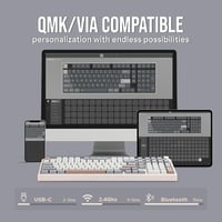 EPOMAKER Galaxy100 Aluminium Mechanikus Gamer Billentyűzet - 96% Méret, 8000 mAh, QMK/VIA, Vezeték Nélküli, Hot-Swap, Retro Dizájn, Wisteria 4