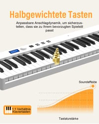 OYAYO 88 Billentyűs Összecsukható Digitális Zongora LCD Kijelzővel - Félig Súlyozott Billentyűk, Bluetooth MIDI, Hordtáskával, Gyerekeknek 2