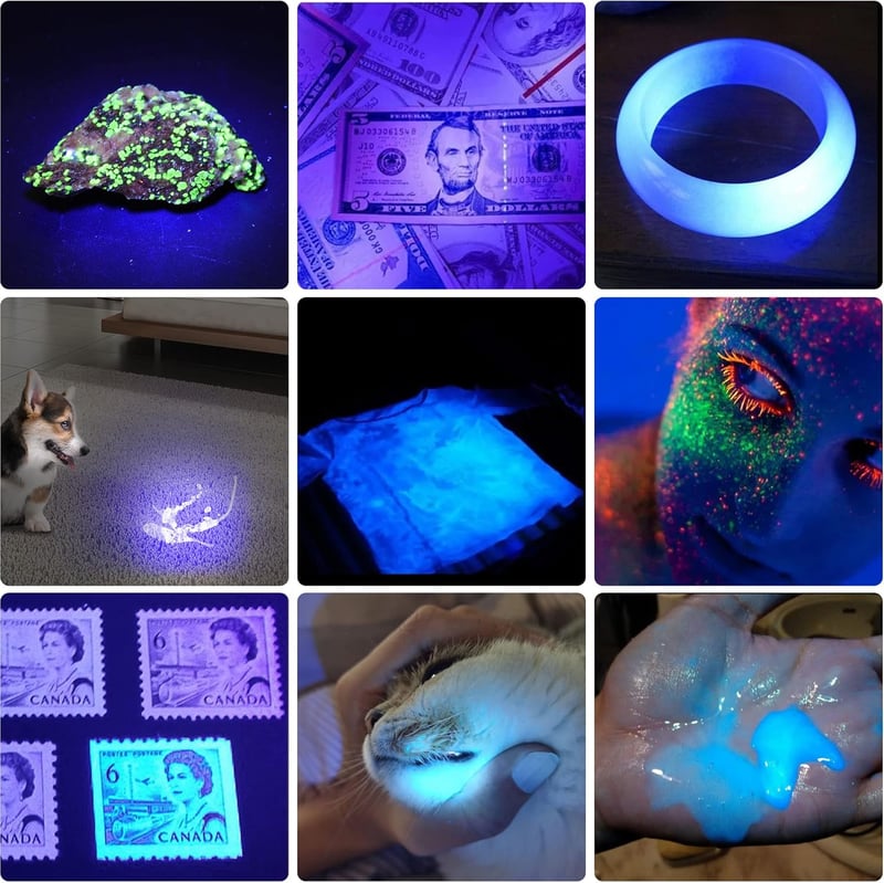 DARKBEAM UV Zseblámpa Szett - 365nm & 395nm, Újratölthető, Kisállat Vizelet Detektor, 2 db