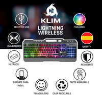 KLIM Lightning Vezeték Nélküli Spanyol Gamer Billentyűzet - Fém Váz, Mechanikus Érzés, RGB 4