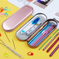 Aeelike set od 14 aluminijskih kuka za kukičanje, ergonomske šarene kuke s ružičastom metalnom kutijom za pohranu, za početnike i profesionalce 8