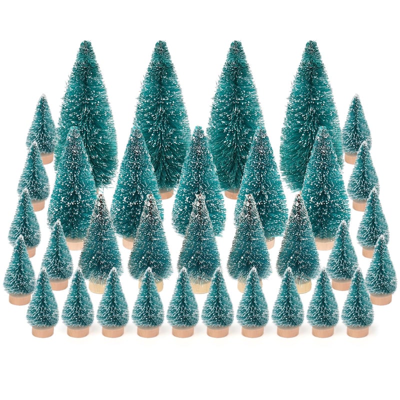 Set 34 Mini Brazi Artificiali de Crăciun Aeelike, 12,5 cm / 8,5 cm / 6,5 cm / 4,5 cm, Brazi Mici Verzi pentru Decorarea Mesei și Vitrine DIY