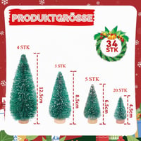 Set 34 Mini Brazi Artificiali de Crăciun Aeelike, 12,5 cm / 8,5 cm / 6,5 cm / 4,5 cm, Brazi Mici Verzi pentru Decorarea Mesei și Vitrine DIY 3