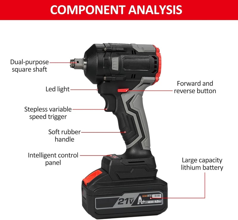 Weytoll 350Nm Akkus Ütvecsavarozó, 21V, 2x4Ah, 3000RPM, Autószereléshez