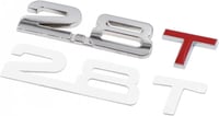 Piros-ezüst 2.8T fém autóembléma, 10,6 cm széles 2